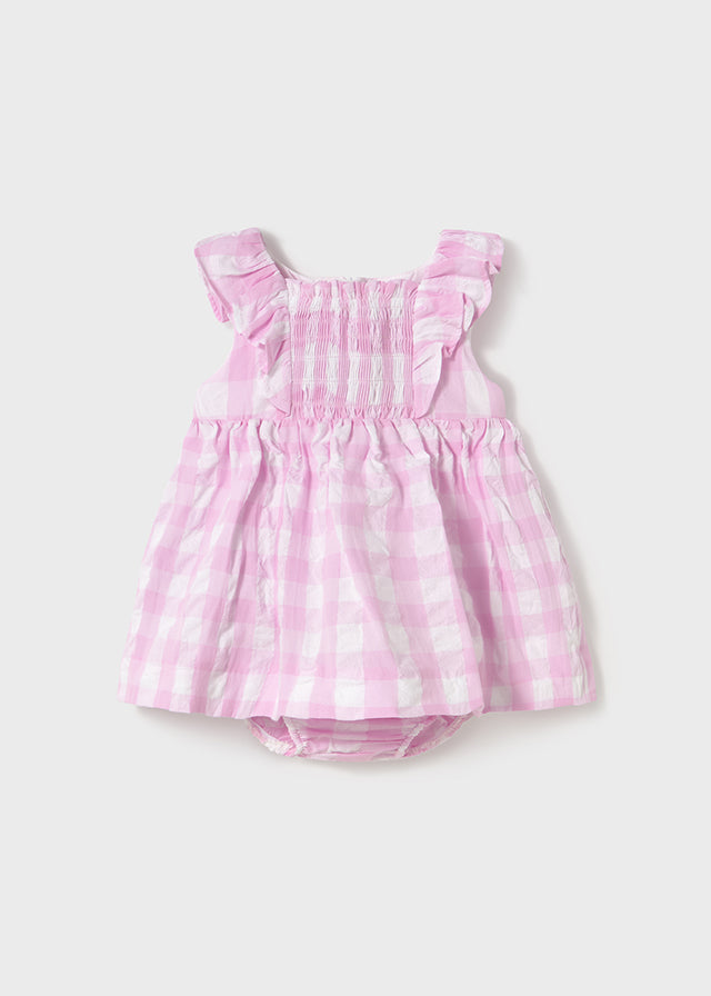 Mayoral 1912 Mauve Gingham Dress In Stock Now
