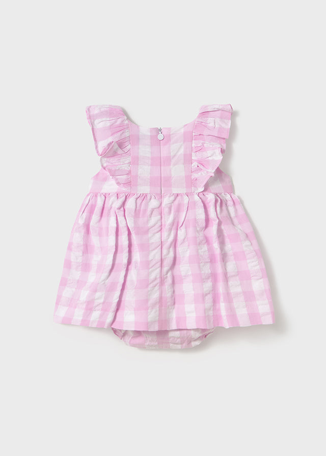 Mayoral 1912 Mauve Gingham Dress In Stock Now