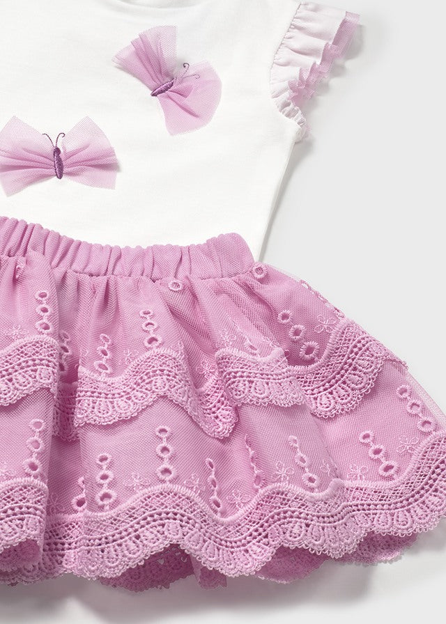 Mayoral 1929 Mauve Embroidered Tulle Skirt Set In Stock Now