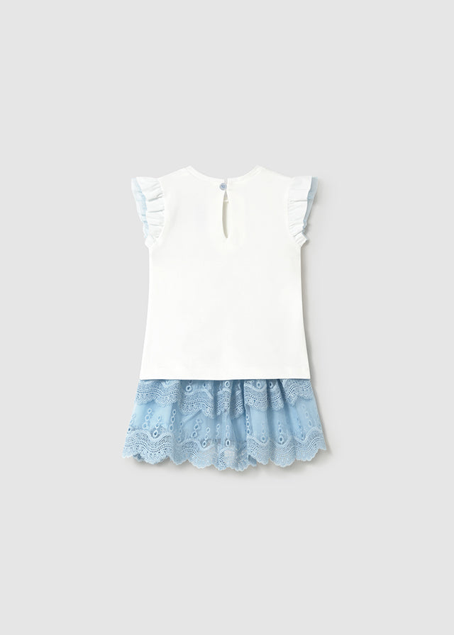 Mayoral 1929 Sky Embroidered Tulle Skirt Set In Stock Now