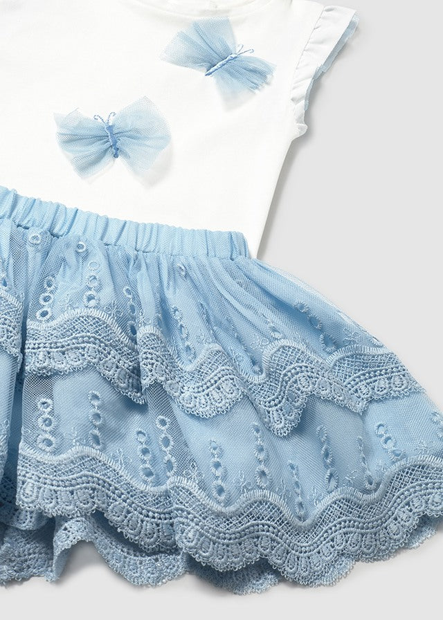 Mayoral 1929 Sky Embroidered Tulle Skirt Set In Stock Now