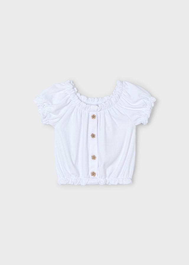 Mayoral 3008 White Top and Mayoral 3903 Embroidered Skirt In Stock Now