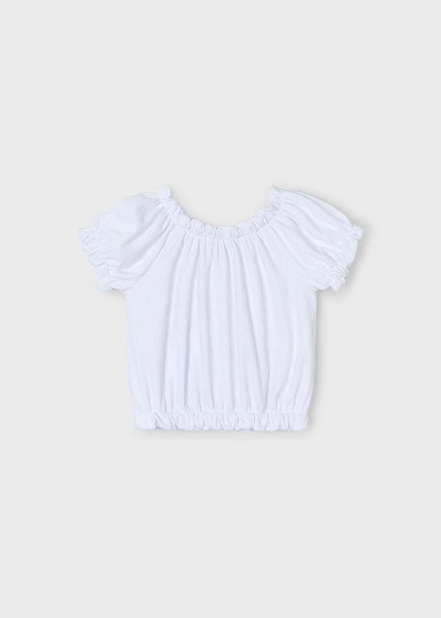 Mayoral 3008 White Top and Mayoral 3903 Embroidered Skirt In Stock Now