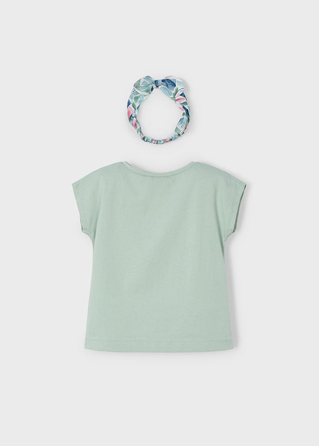 Mayoral 3009 Jade Tee-Shirt, Headband and Mayoral 3203 Mint Shorts In Stock Now
