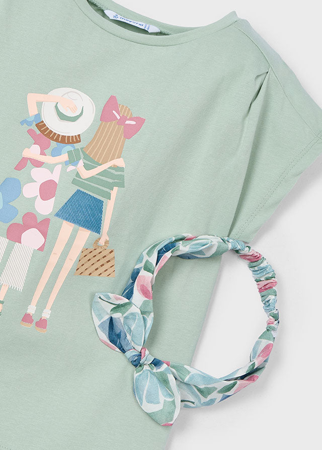 Mayoral 3009 Jade Tee-Shirt, Headband and Mayoral 3203 Mint Shorts In Stock Now