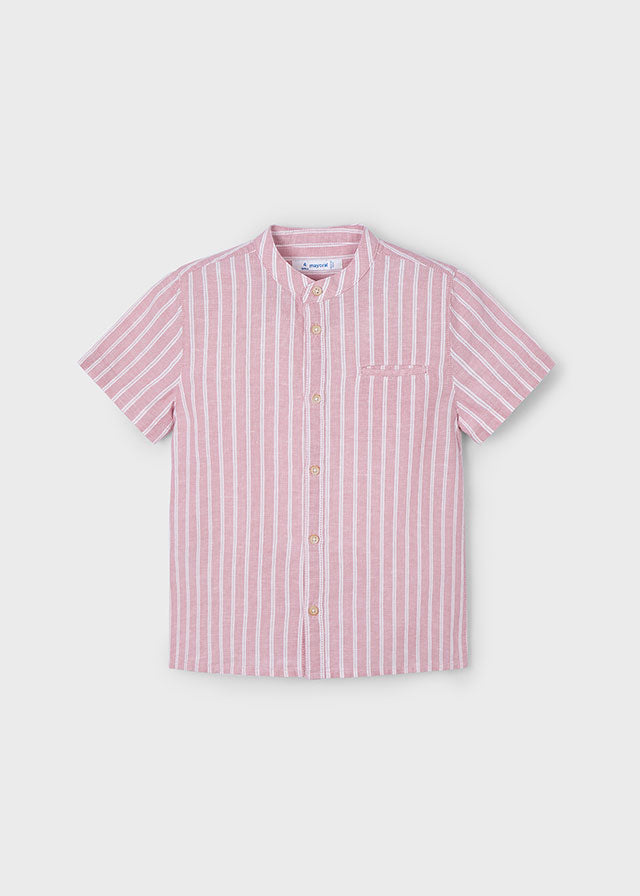 Mayoral 3113 Short Sleeve Stripe Linen Shirt and Mayoral 3217 Sand Linen Shorts In Stock Now