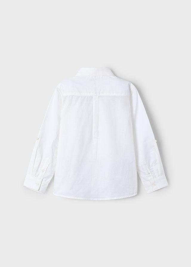Mayoral 3121 White Linen Long Sleeve Shirt, Mayoral 3567 Dark Denim Jeans and Mayoral 311 Jumper In Stock Now