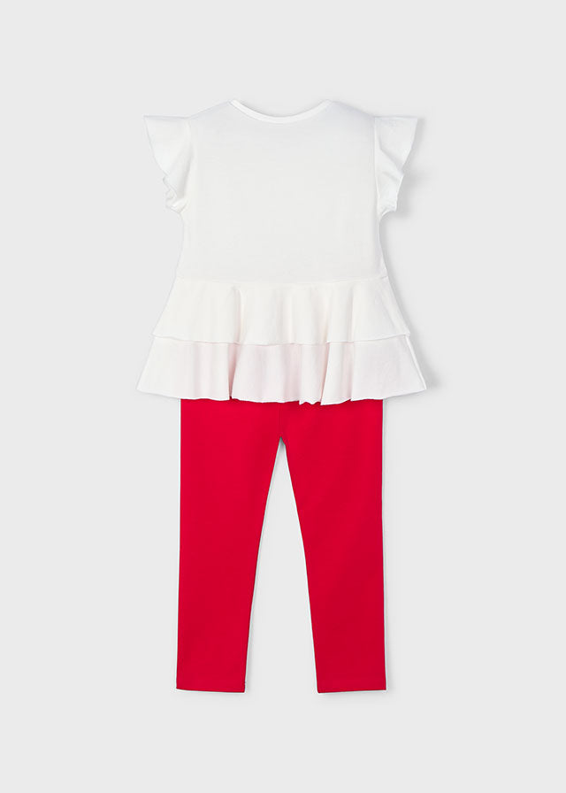 Mayoral 3704 Red Frilled Leggings Set In Stock Now
