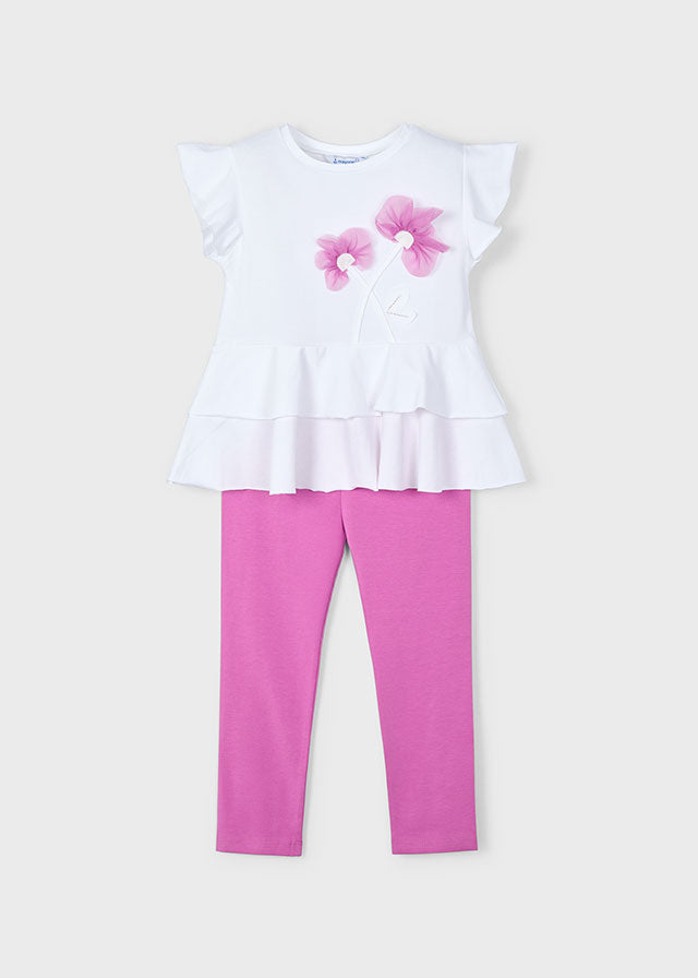 Mayoral 3704 Orchid Frilled Leggings Set In Stock Now