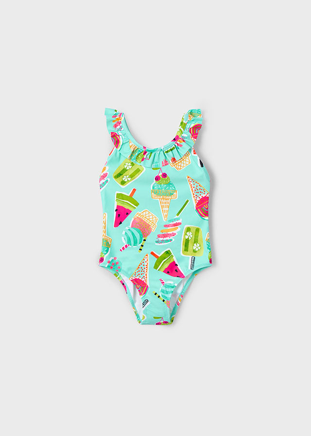 Mayoral 3939 Aqua Dress, Headband and Mayoral 3719 Aqua Swimming Costume In Stock Now