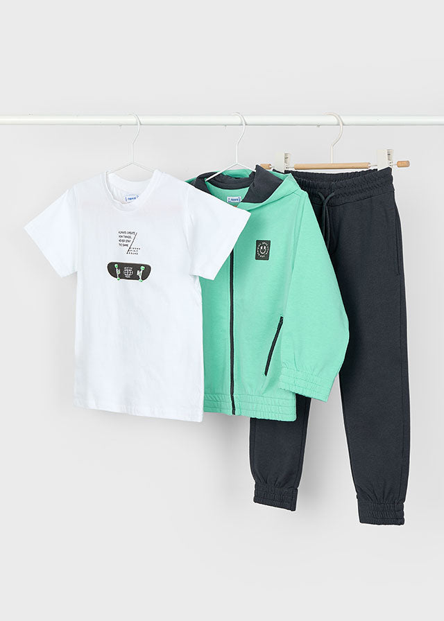 Mayoral 3881 Tee-Shirt, Aqua Marine Jacket and Tracksuit Bottoms In Stock Now