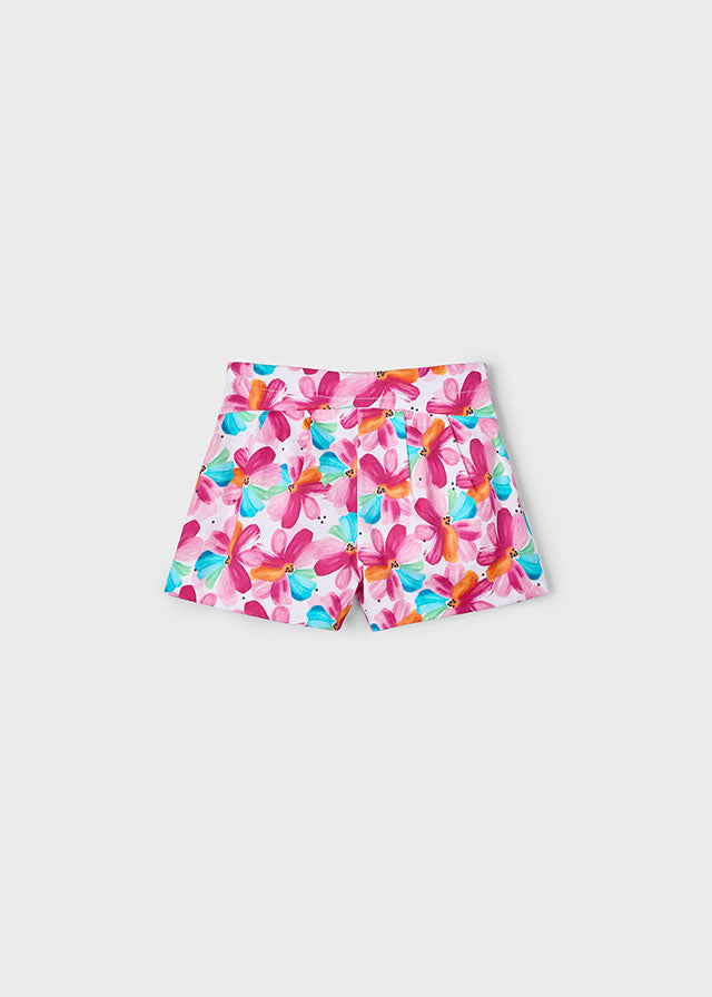 Mayoral 3023 Magenta Peplum Top and Mayoral 3905 Magenta Printed Shorts In Stock Now