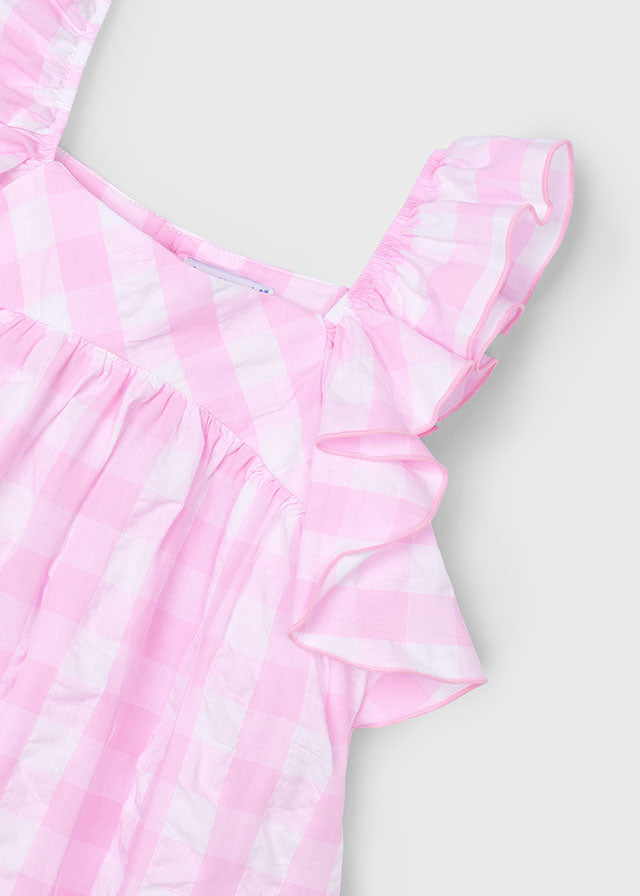 Mayoral 3935 Mauve Gingham Dress In Stock Now