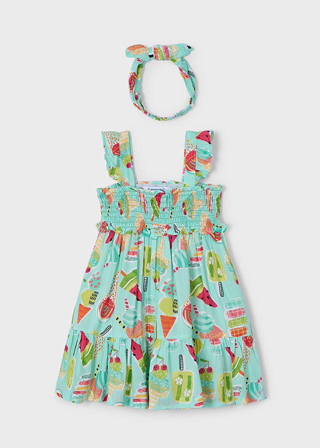 Mayoral 3939 Aqua Dress, Headband and Mayoral 3719 Aqua Swimming Costume In Stock Now