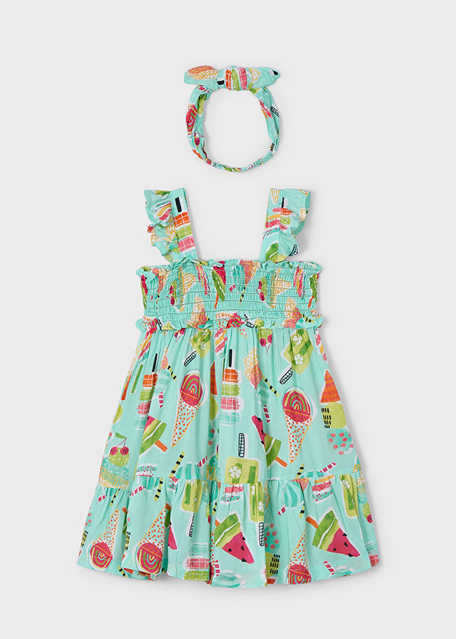 Mayoral 3939 Aqua Dress, Headband and Mayoral 3719 Aqua Swimming Costume In Stock Now