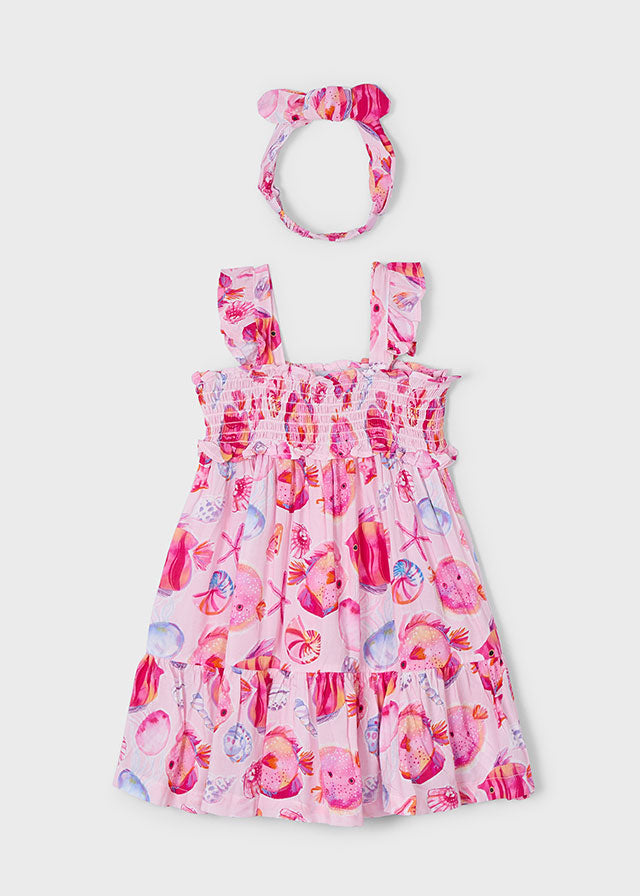 Mayoral 3939 Magenta Dress, Headband and Mayoral 3719 Magenta Swimming Costume In Stock Now