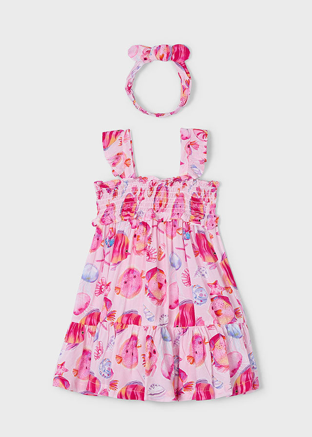 Mayoral 3939 Magenta Dress, Headband and Mayoral 3719 Magenta Swimming Costume In Stock Now