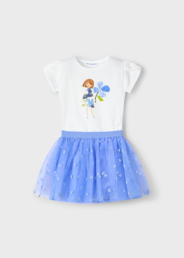 Mayoral 3946 Indigo Tulle Skirt Set In Stock Now