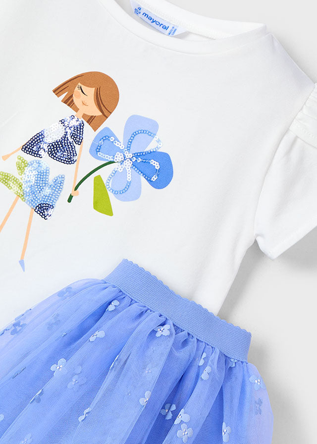 Mayoral 3946 Indigo Tulle Skirt Set In Stock Now