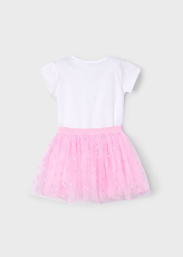 Mayoral 3946 Mauve Tulle Skirt Set In Stock Now