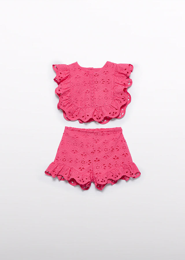 Abel & Lula 5218 Fuchsia Embroidered Shorts Set In Stock Now