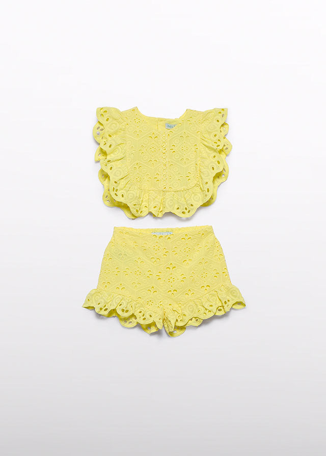 Abel & Lula 5218 Vanilla Embroidered Shorts Set In Stock Now