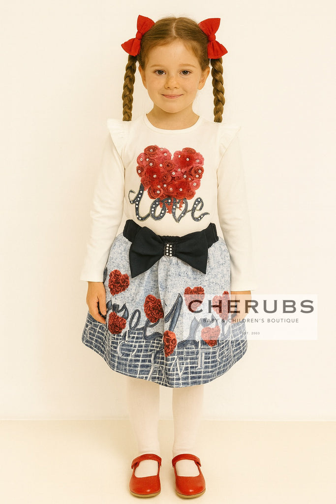 Pre-Order Cherubs Love and Roses Skirt Set