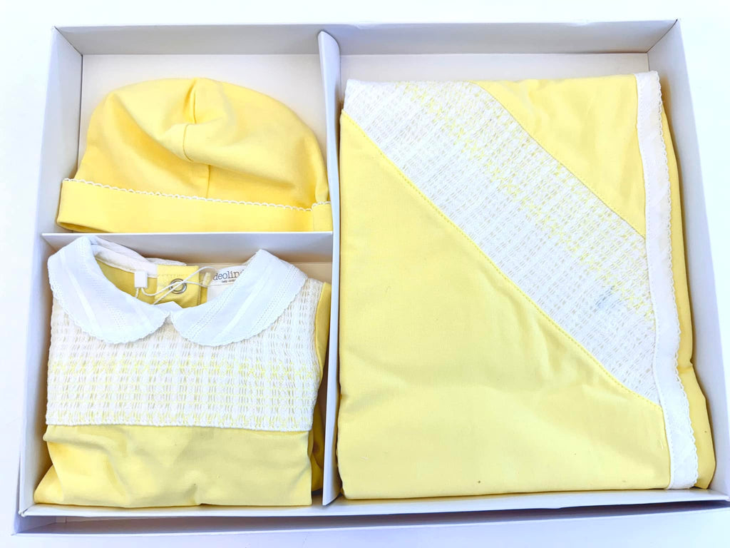 Deolinda 252605B Take Me Home Lemon Pyjamas, Hat and Blanket In Stock Now