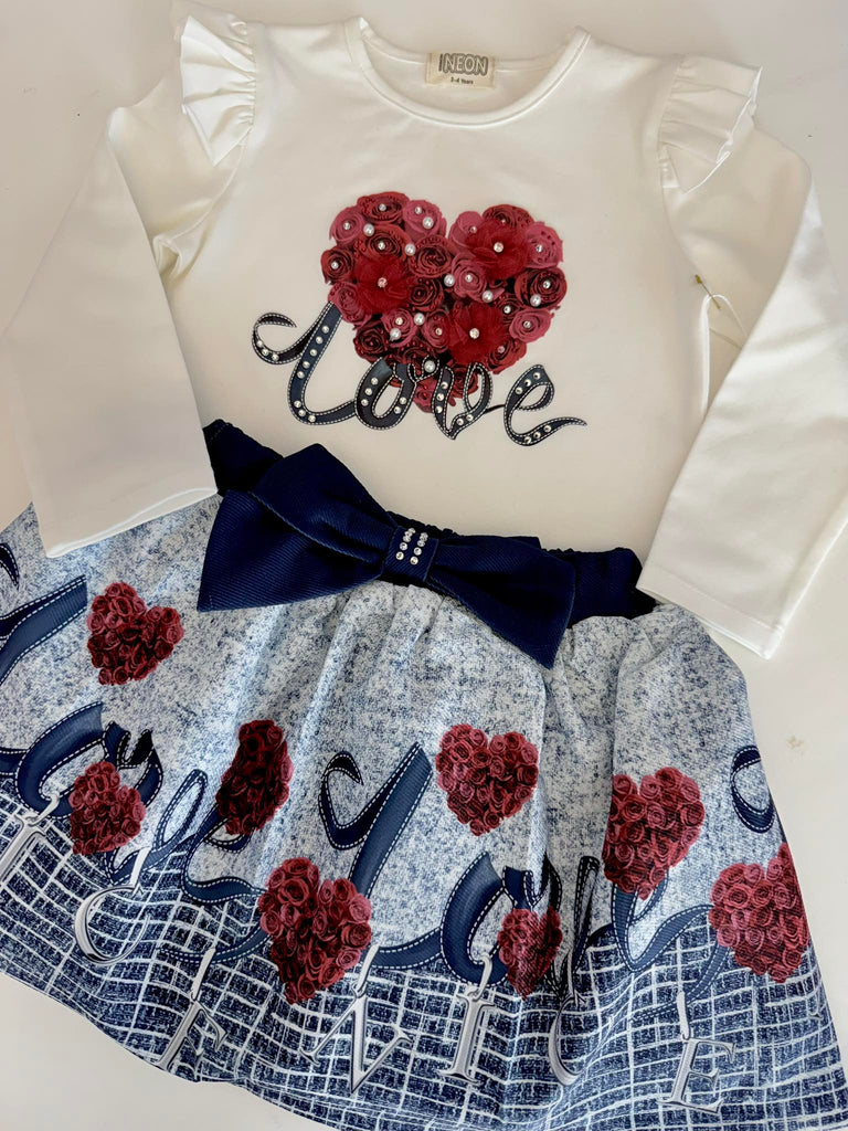 Pre-Order Cherubs Love and Roses Skirt Set