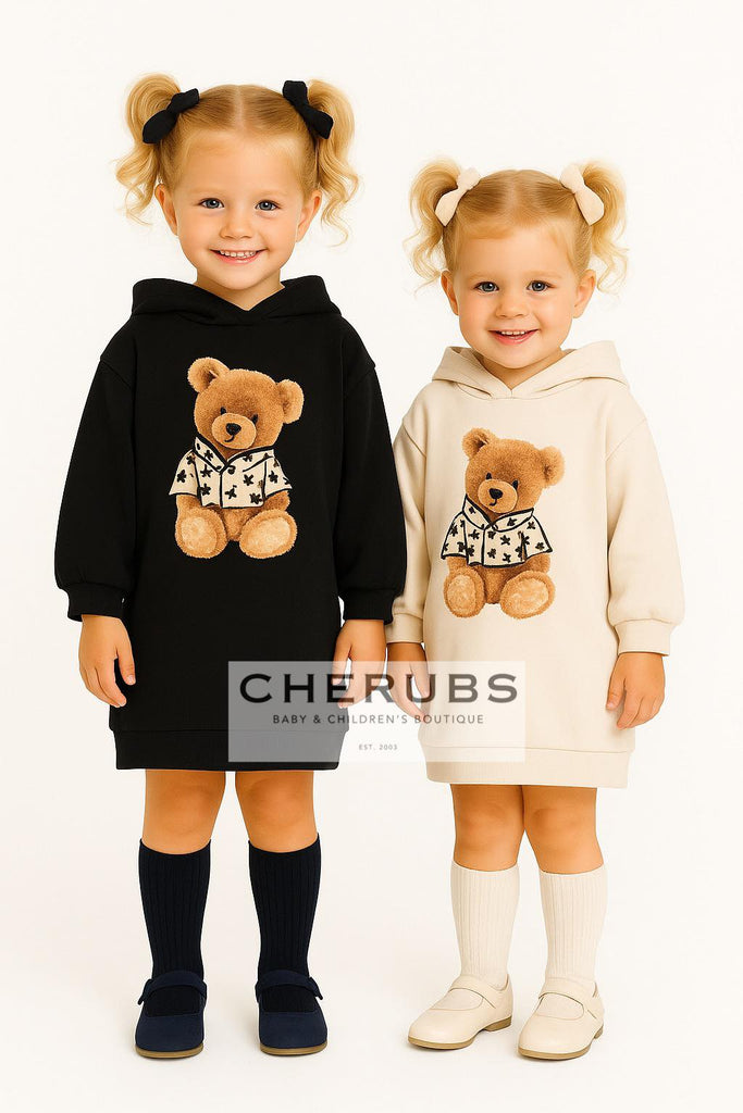 Mayoral 4928 Black Teddy Bear Hooded Dress In Stock Now