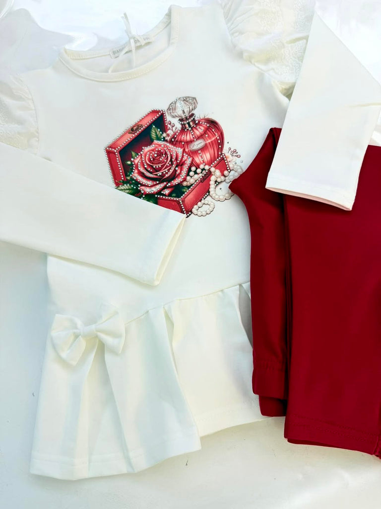 Cherubs Red Perfume Leggings Set In Stock Now