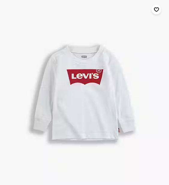 Levi's Boys Logo White Long Sleeve Tee-Shirt In Stock Now