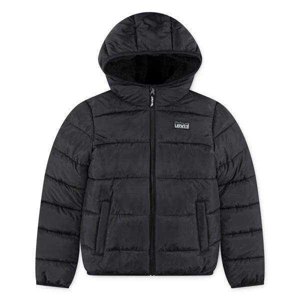 Boys Levi's Black Hooded Coat In Stock Now