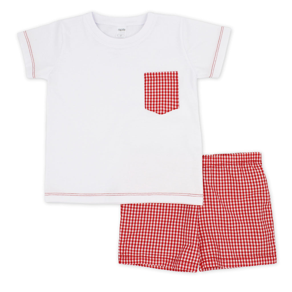 Rapife 4950 Tee-Shirt and Red Gingham Shorts In Stock Now