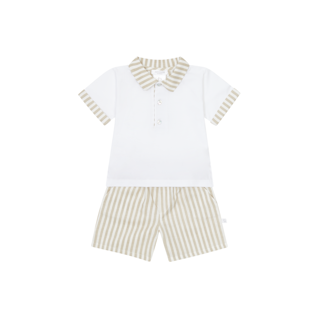 Deolinda 25819 Espresso Polo Shirt and Stripe Shorts In Stock Now