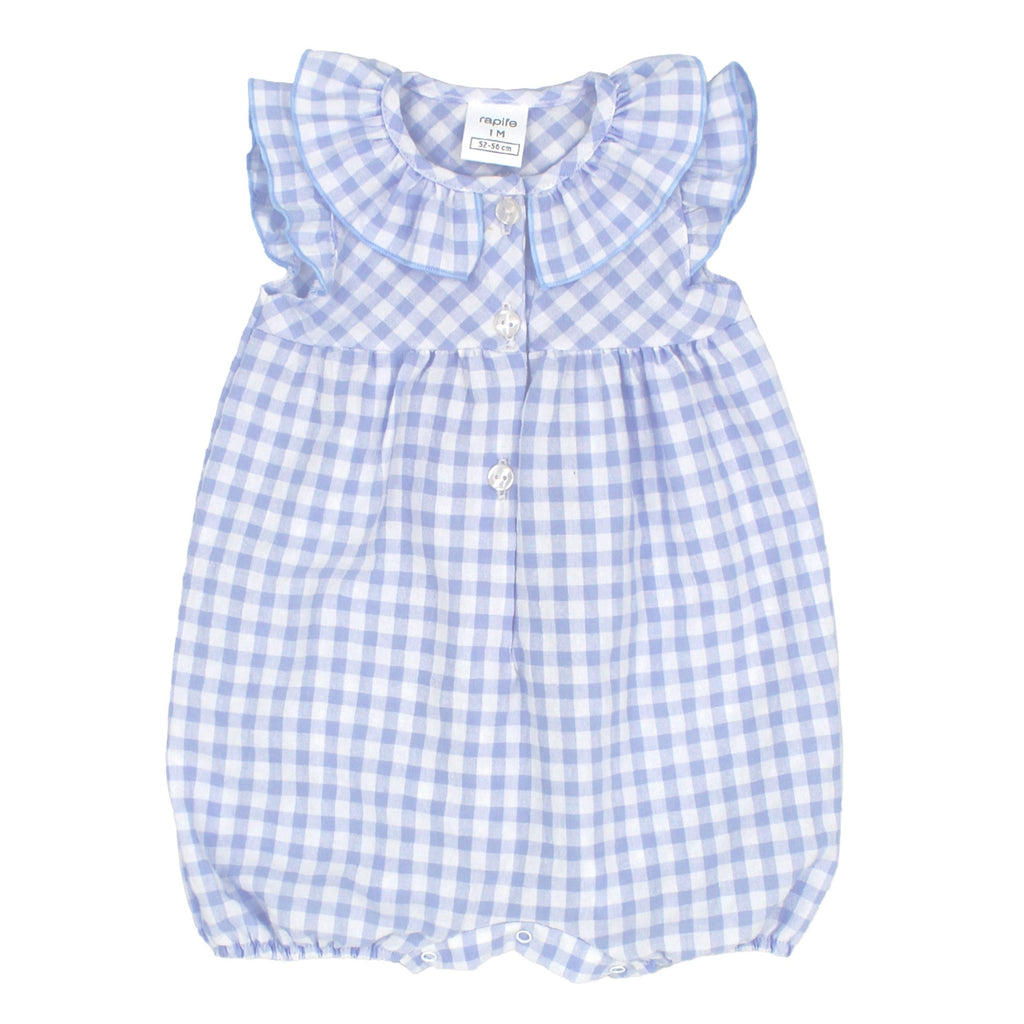 Rapife 4407 Sky Blue Gingham Romper In Stock Now