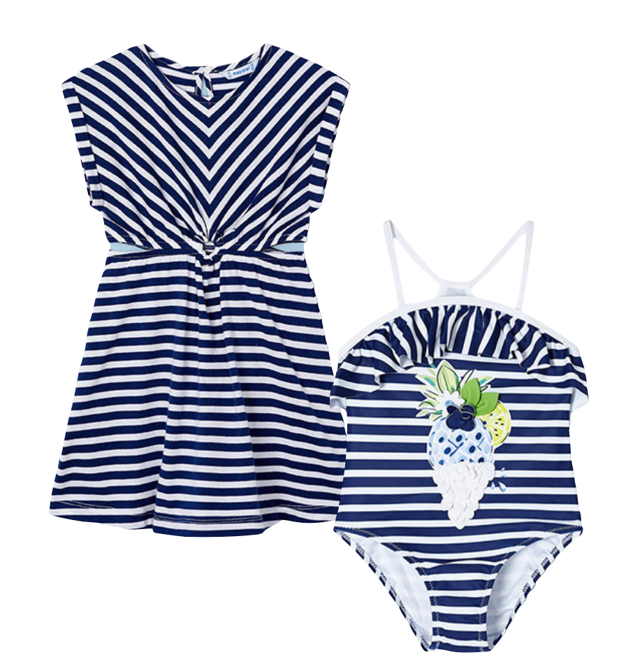 Mayoral 3716 Ink Swimsuit and 3946 Ink Stripes Beach Dress