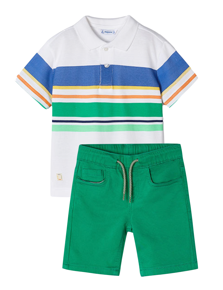 Mayoral 3104 Short Sleeve Stripe Polo Shirt and 3269 Bermuda Shorts