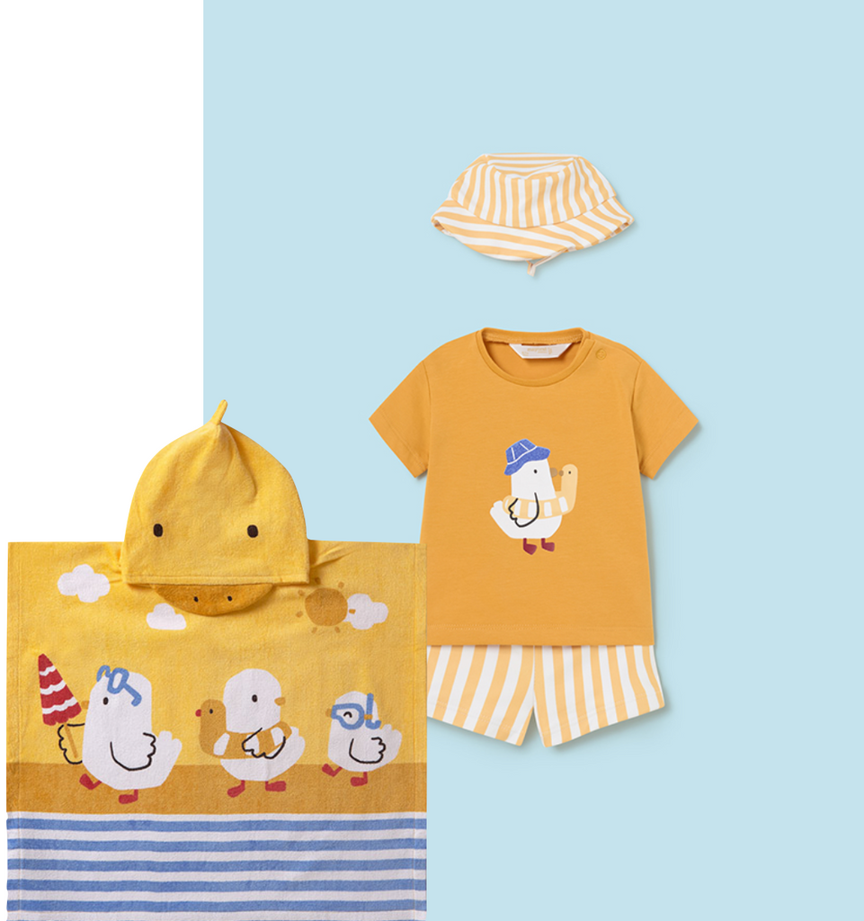 Mayoral 1620 Chick Swim Set and 9458 Hooded Beach Towel
