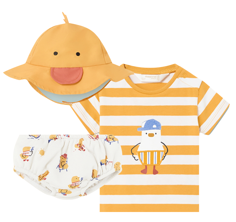 Mayoral 1619 Short Sleeve Chick Tee-Shirt, Swim Bottoms and Hat