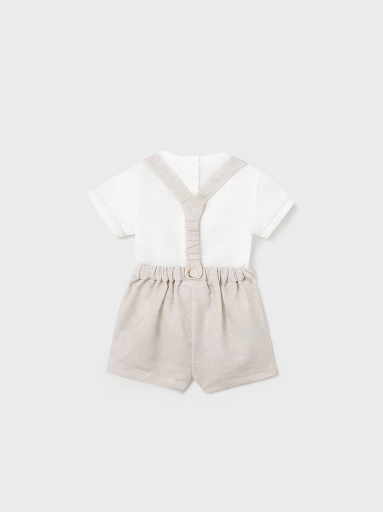 Mayoral 1217 Linen Short Sleeve Shirt and Shorts with Braces