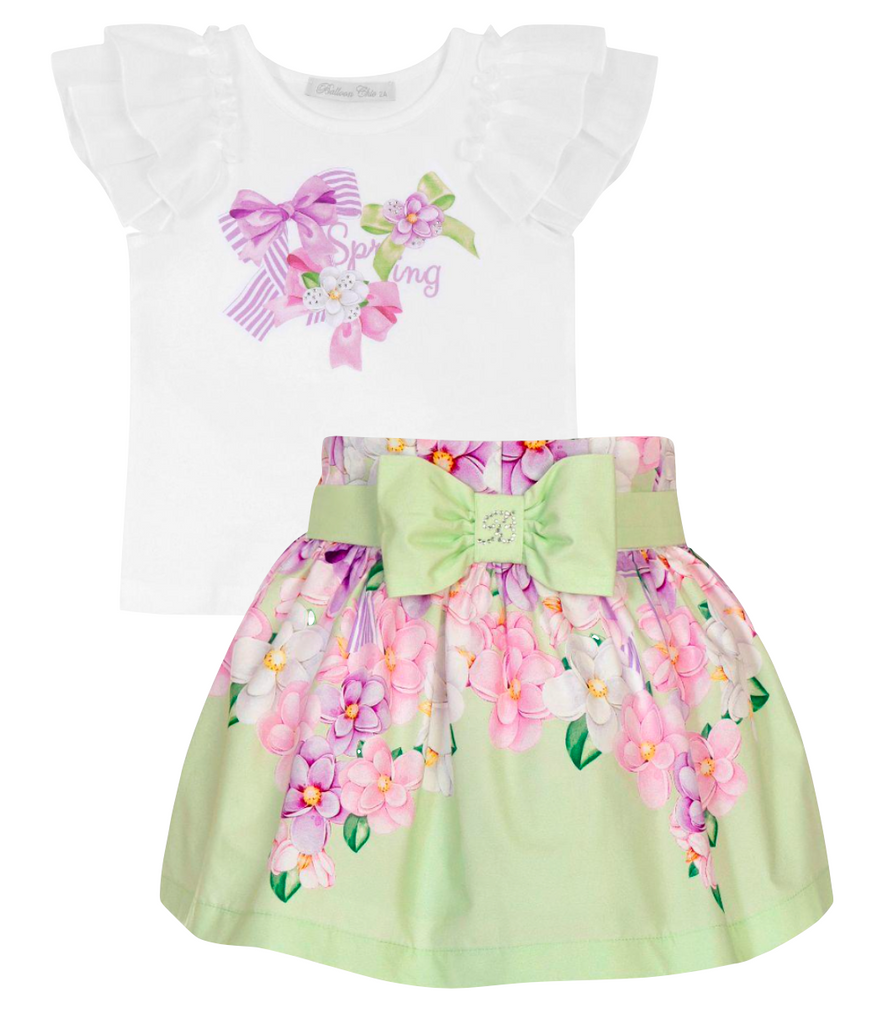 Balloon Chic 521 Top and 710 Green Floral Skirt