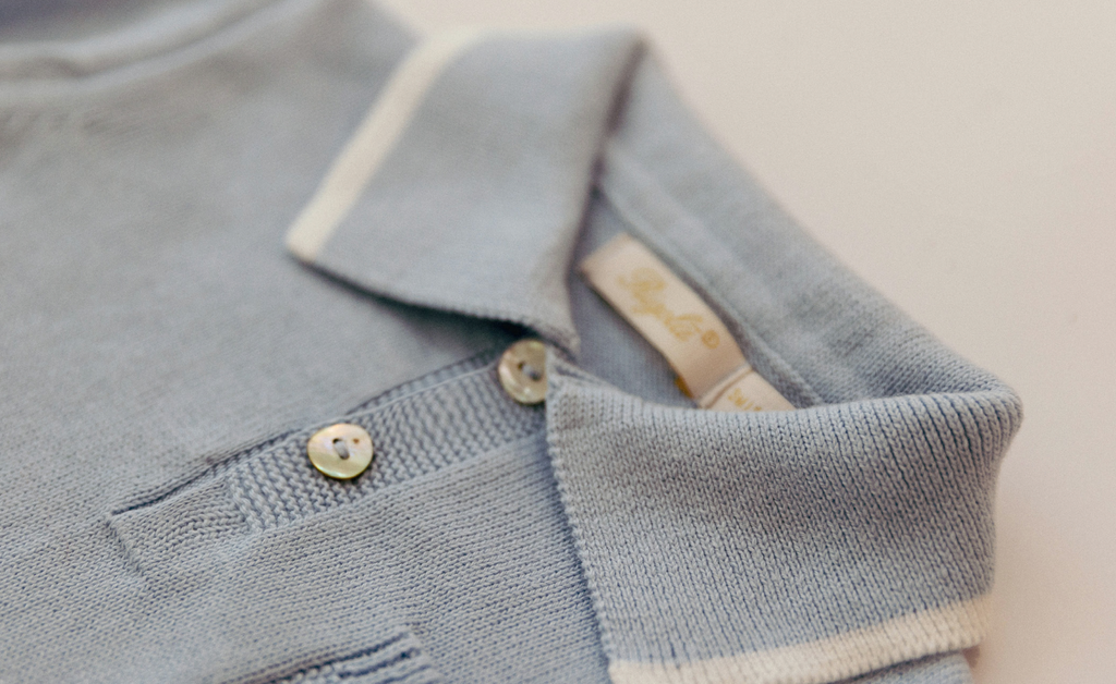 Rigola Ocean Blue Organic Cotton Knit Polo Shirt and Shorts