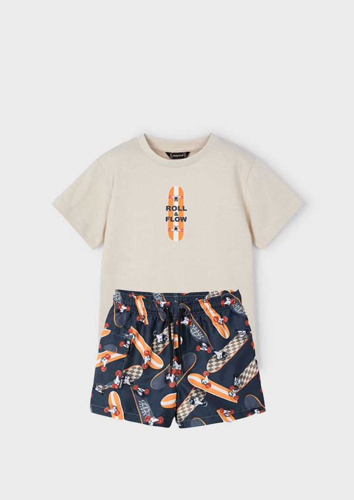 Mayoral 3039 Short Sleeve Tee-Shirt and Mayoral 3613 Swim Shorts In Stock Now