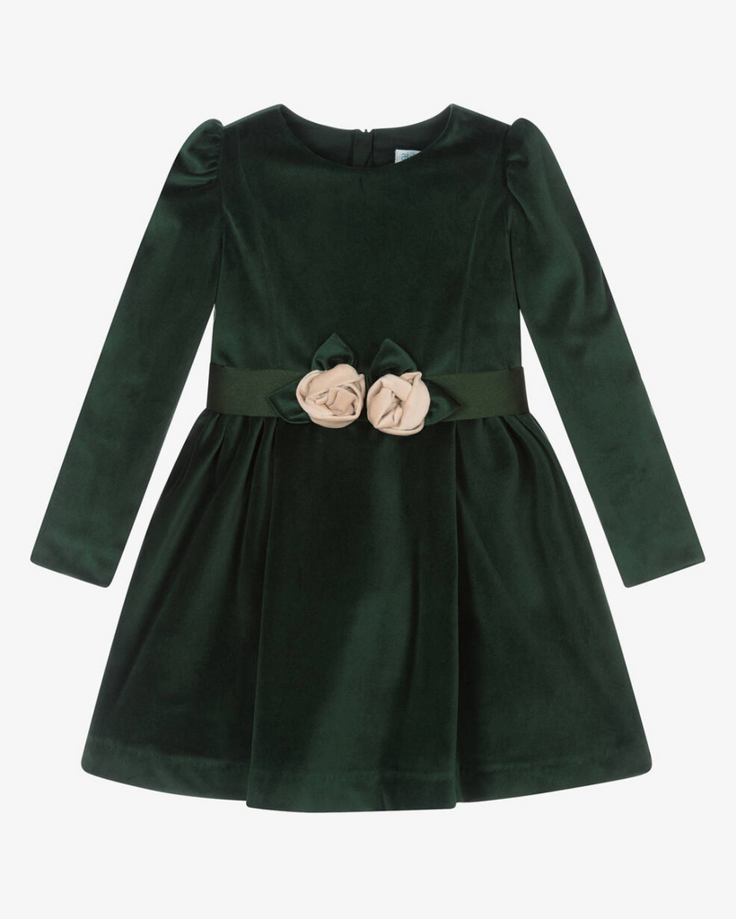 Abel & Lula 5529 Bottle Green Velvet Dress In Stock Now