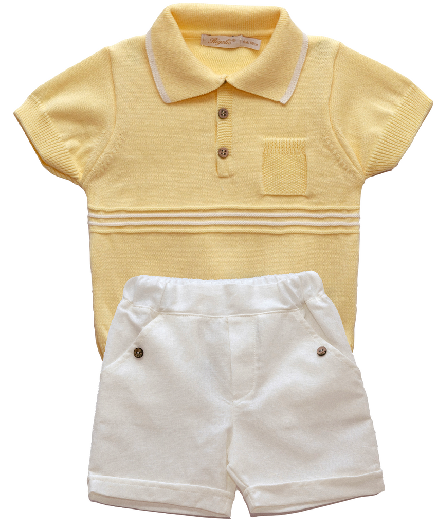 Rigola Summer Sun Organic Cotton Knit Polo Shirt and Shorts In Stock Now