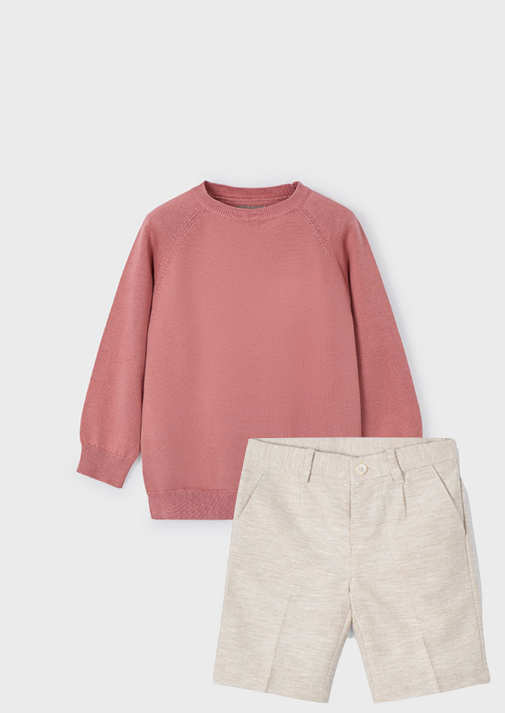 Mayoral 311 Jumper and Mayoral 3217 Sand Linen Shorts