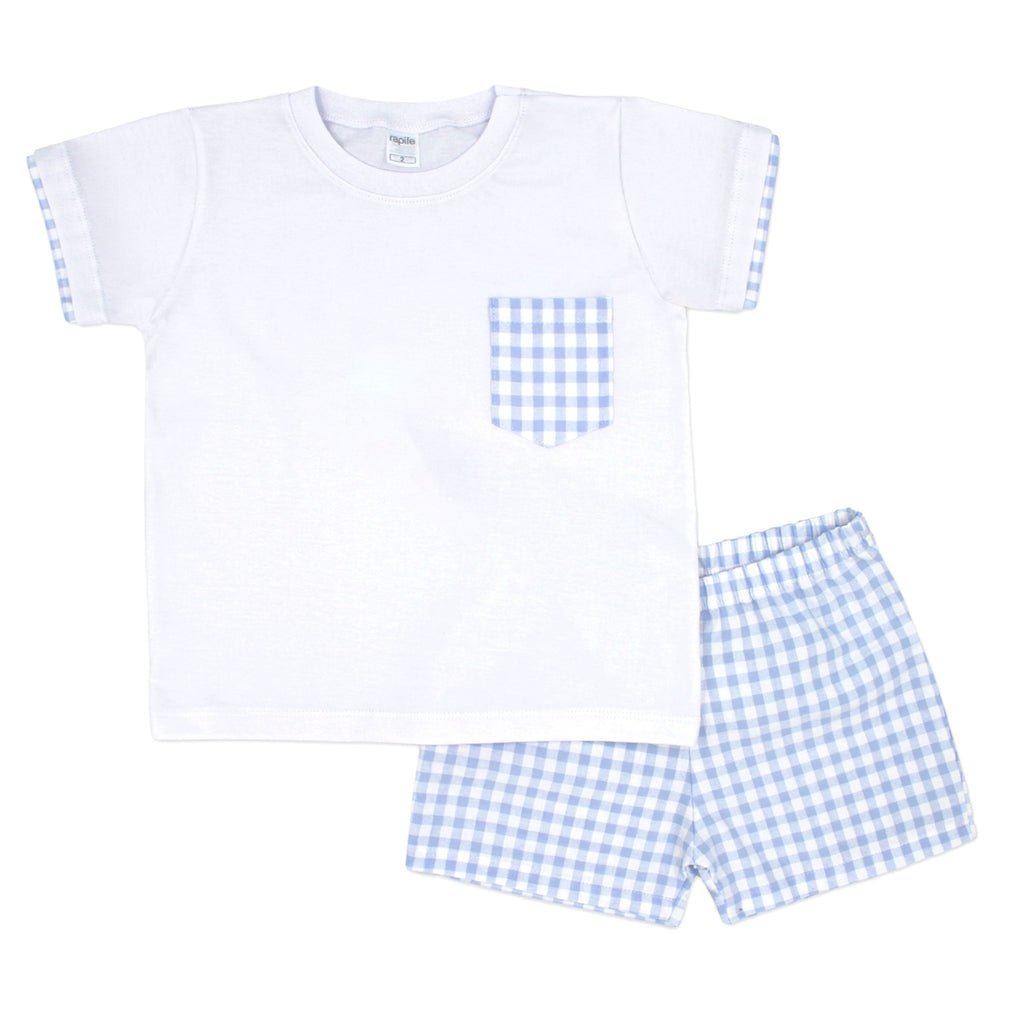 Rapife 4450 Tee-Shirt and Sky Blue Gingham Shorts In Stock Now