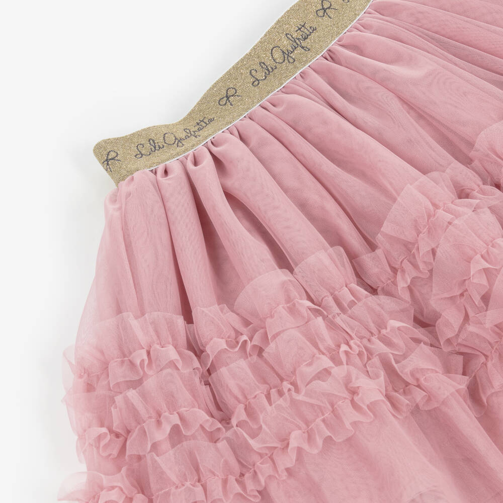 Lili Gaufrette Bow Tee-Shirt and Pink Chiffon Skirt Set In Stock Now