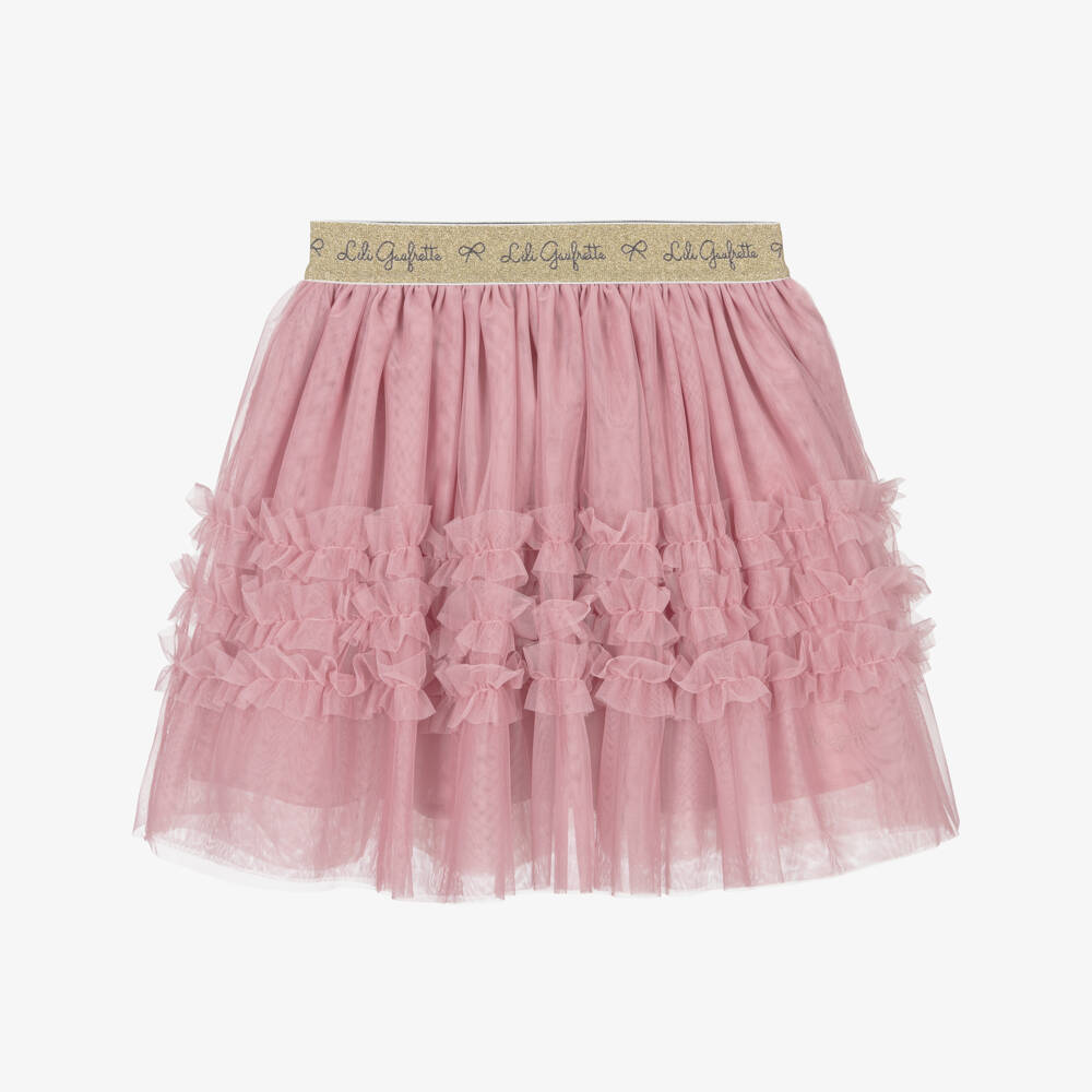 Lili Gaufrette Bow Tee-Shirt and Pink Chiffon Skirt Set In Stock Now